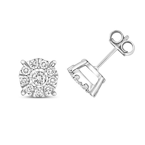 9CT 0.65CT DIAMOND BRILLIANT ILLUSION STUDS