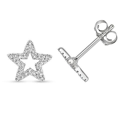 9CT DIAMOND EARRING STUDS STAR