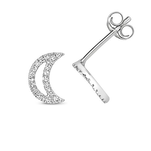 9CT DIAMOND EARRING STUDS MOON