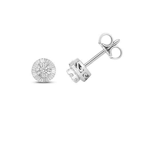 9CT 0.10CT DIAMOND STUDS WITH DIA CUT BEZEL
