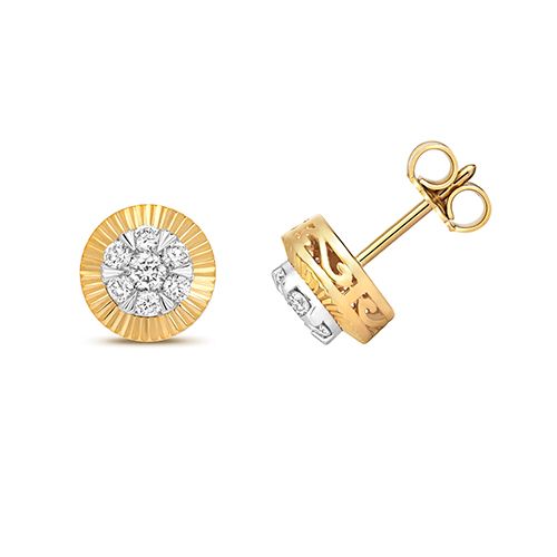 9CT 0.33CT DIAMOND STUDS WITH DIA CUT BEZEL