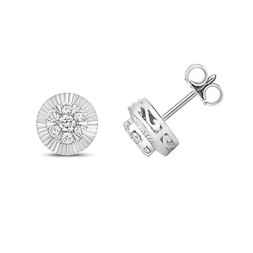 9CT 0.33CT DIAMOND STUDS WITH DIA CUT BEZEL