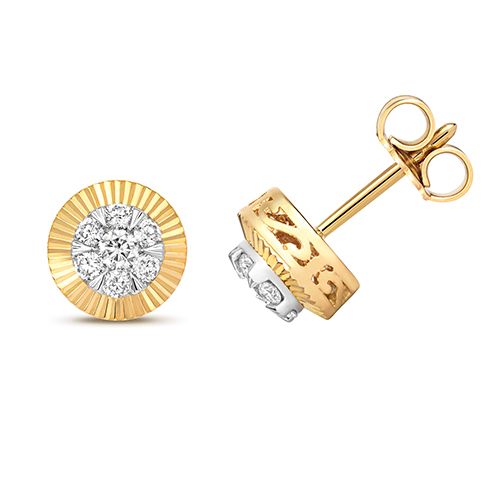 9CT 0.50CT DIAMOND STUDS WITH DIA CUT BEZEL