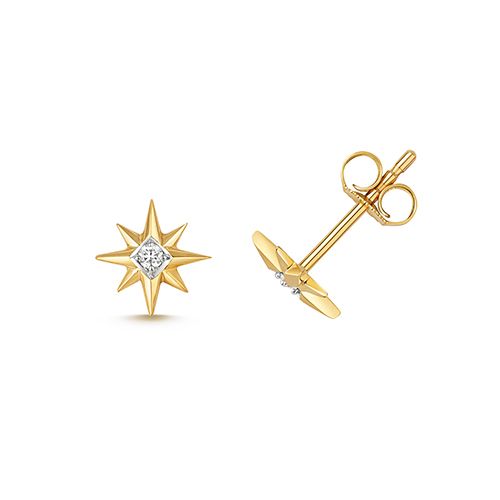 9CT DIAMOND STUD EARRINGS STAR