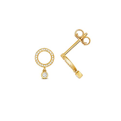 9CT 0.11CT DIAMOND CIRCLE WITH DROP STUDS