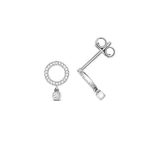 9CT 0.11CT DIAMOND CIRCLE WITH DROP STUDS