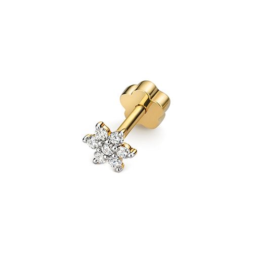 9CT DIAMOND CARTILAGE FLOWER STUD