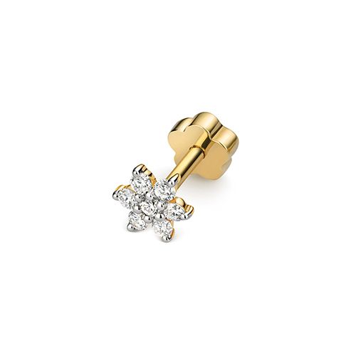 9CT DIAMOND CARTILAGE FLOWER STUD