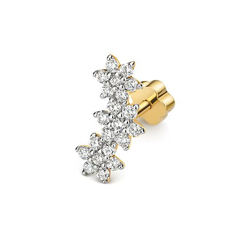9CT 0.23CT DIAMOND CARTILAGE FLOWER TRIO STUD