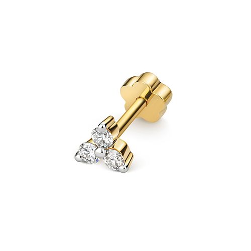 9CT DIAMOND CARTILAGE 3STONE STUD