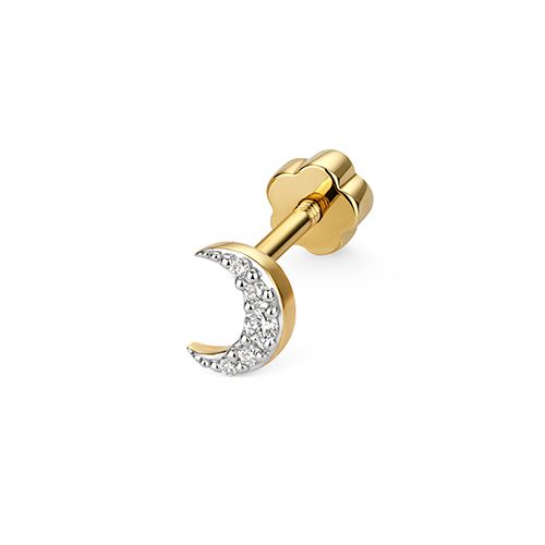 9CT DIAMOND CARTILAGE MOON STUD