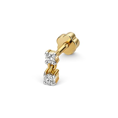 9CT DIAMOND CARTILAGE 2 STONE DROP STUD