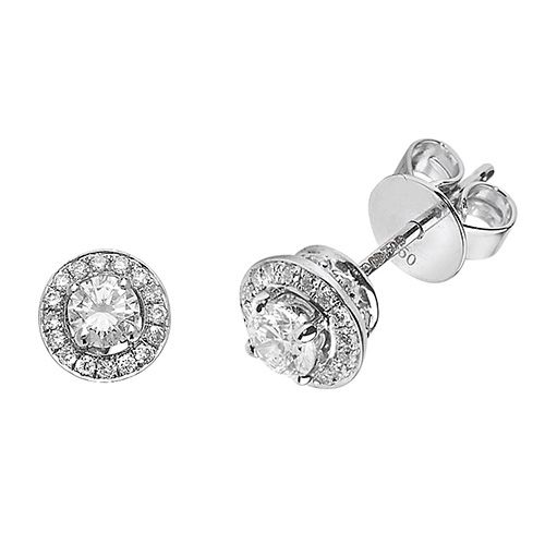 18CT 0.55CT DIAMOND HALO EARRINGS