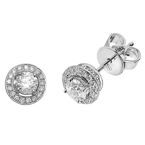 18CT 0.70CT DIAMOND HALO EARRINGS