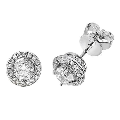 18CT 0.92CT DIAMOND HALO EARRINGS
