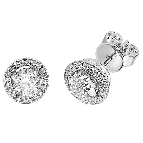 18CT 1.24CT DIAMOND HALO EARRINGS