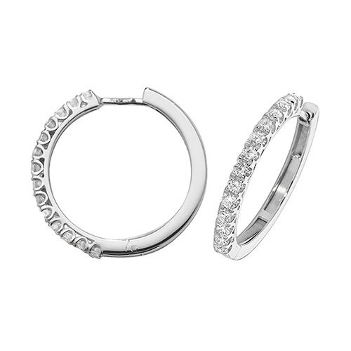 18CT 0.70CT DIAMOND HOOP EARRINGS 22MM