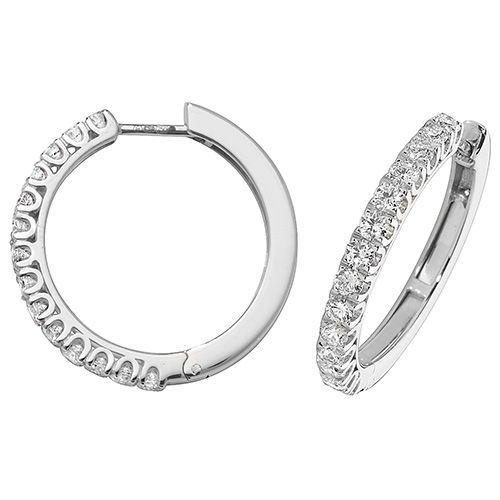 18CT 1.07CT DIAMOND HOOP EARRINGS 22MM