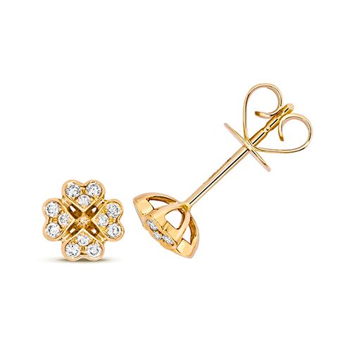 18CT 0.18CT DIAMOND CLOVER STUD EARRINGS