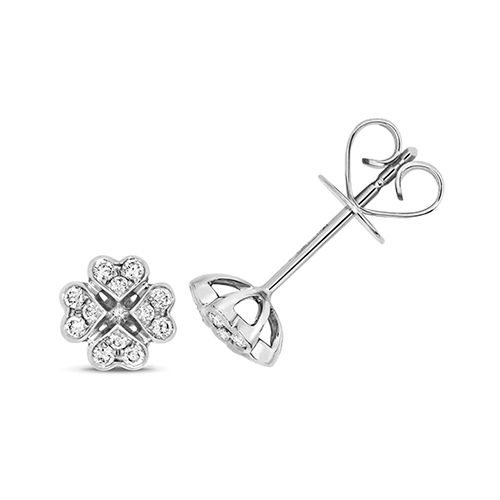 18CT DIAMOND CLOVER STUD EARRINGS