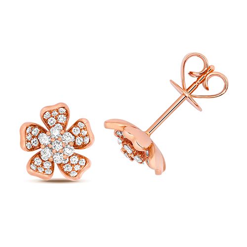 18CT 0.48CT DIAMOND FLOWER STUD EARRINGS