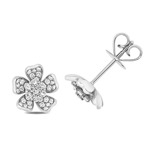 18CT 0.48CT DIAMOND FLOWER STUD EARRINGS