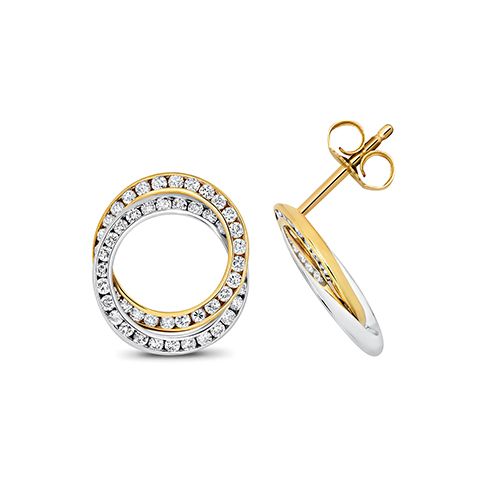 18CT 0.75CT DIAMOND 2 COLOUR STUD EARRINGS