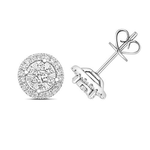 18CT 0.55CT DIAMOND BRILLIANT EARRINGS HALO