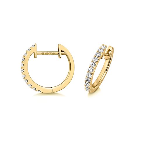 18CT 0.21CT DIAMOND HOOP EARRINGS 14MM