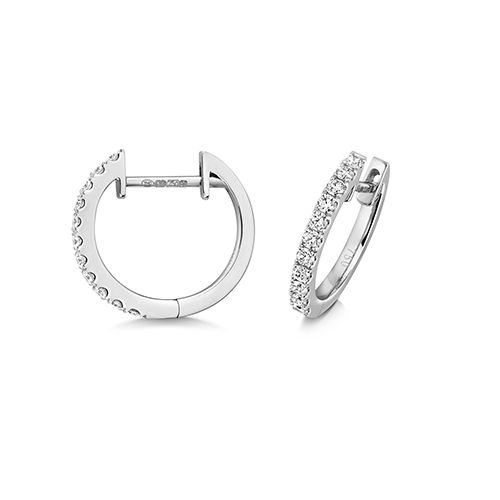 18CT 0.21CT DIAMOND HOOP EARRINGS 14MM