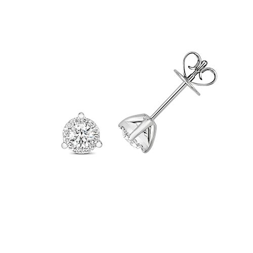 18CT 0.38CT DIAMOND BRILLIANT 3 CLAW STUDS