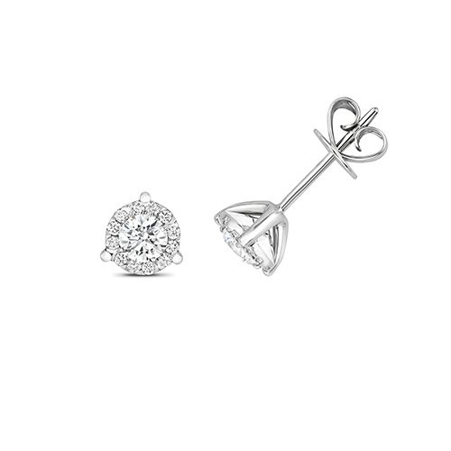 18CT 0.50CT DIAMOND BRILLIANT 3 CLAW STUDS
