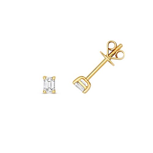 18CT 0.29CT DIAMOND EMERALD CUT EARRING STUDS