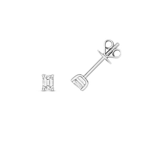 18CT 0.29CT DIAMOND EMERALD CUT EARRING STUDS