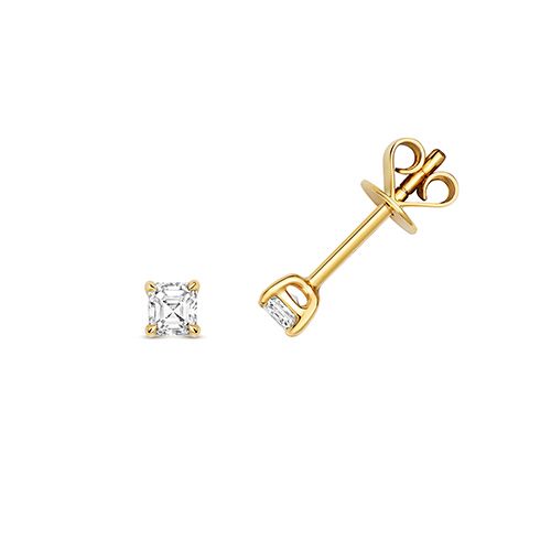 18CT 0.31CT DIAMOND ASSCHER CUT EARRING STUDS