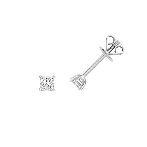 18CT 0.30CT DIAMOND PRINCESS CUT EARRING STUDS