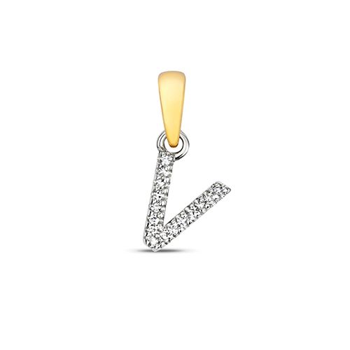 9CT DIAMOND INITIAL V PENDANT
