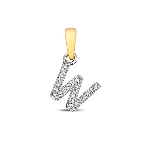 9CT DIAMOND INITIAL W PENDANT