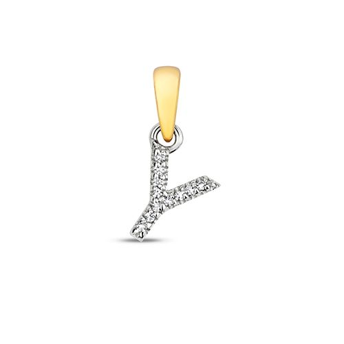 9CT DIAMOND INITIAL Y PENDANT