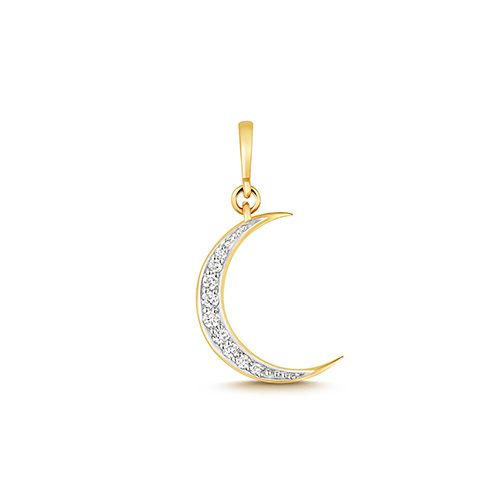 9CT DIAMOND MOON PENDANT