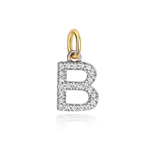 9CT DIAMOND INITIAL B PENDANT