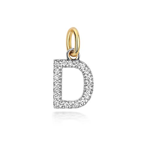 9CT DIAMOND INITIAL D PENDANT