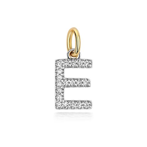 9CT DIAMOND INITIAL E PENDANT