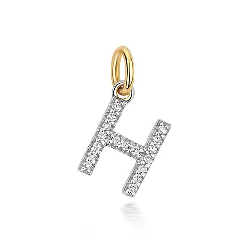 9CT DIAMOND INITIAL H PENDANT