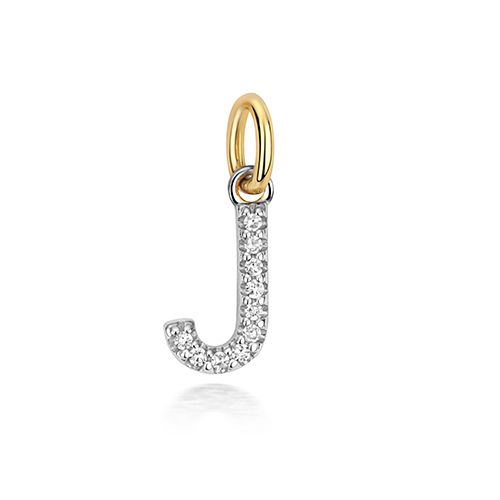 9CT DIAMOND INITIAL J PENDANT