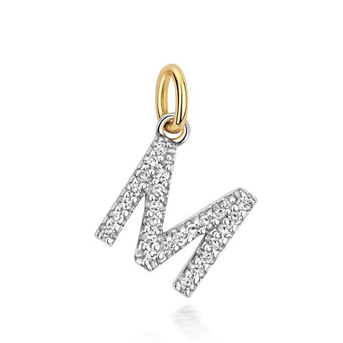 9CT DIAMOND INITIAL M PENDANT