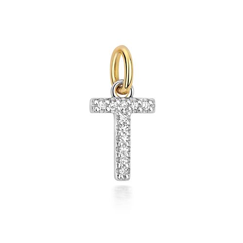 9CT DIAMOND INITIAL T PENDANT