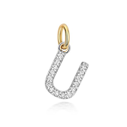 9CT DIAMOND INITIAL U PENDANT