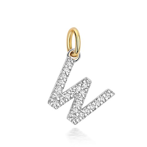 9CT DIAMOND INITIAL W PENDANT