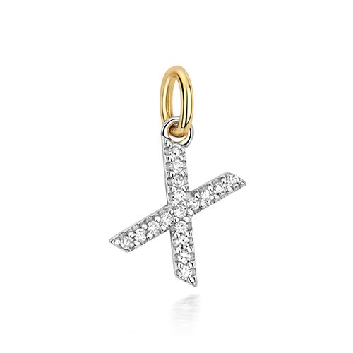 9CT DIAMOND INITIAL X PENDANT
